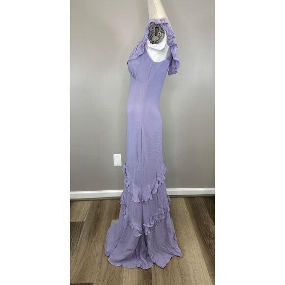 Reformation Scoop Neck Ruffled Tripoli Maxi Dress Aura Size 2 $348 - Picture 6 of 13